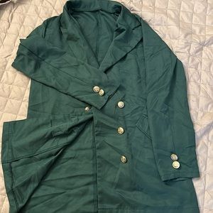 SHEIN EMERALD GREEN BLAZER WITH GOLD ACCENT BUTTONS SIZE S/M